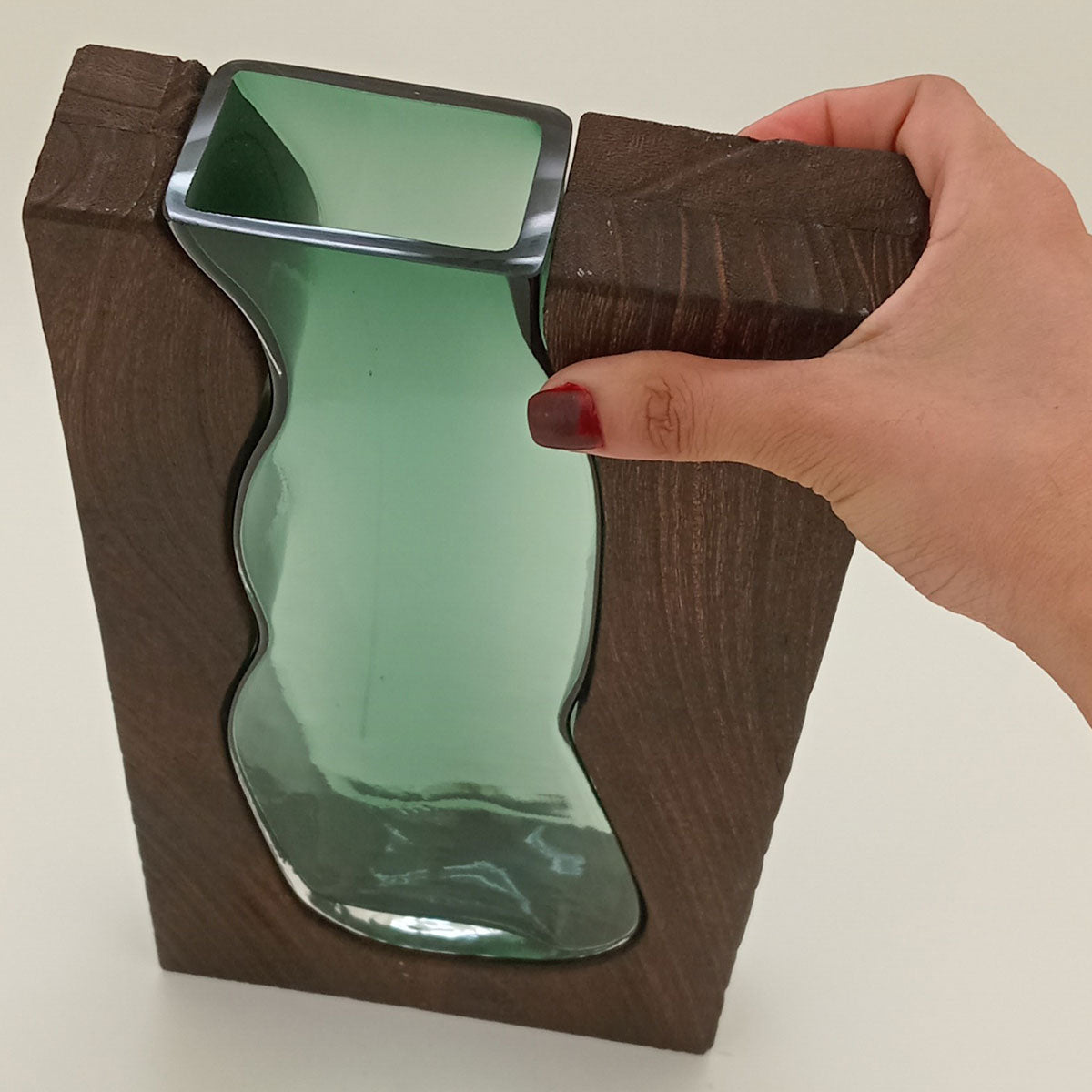 Vaso Vidro 23x14x5cm Verde