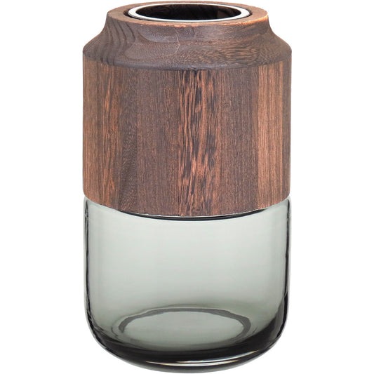 Vaso Vidro 24x10x10cm Cinza