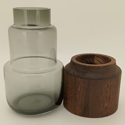 Vaso Vidro 24x10x10cm Cinza