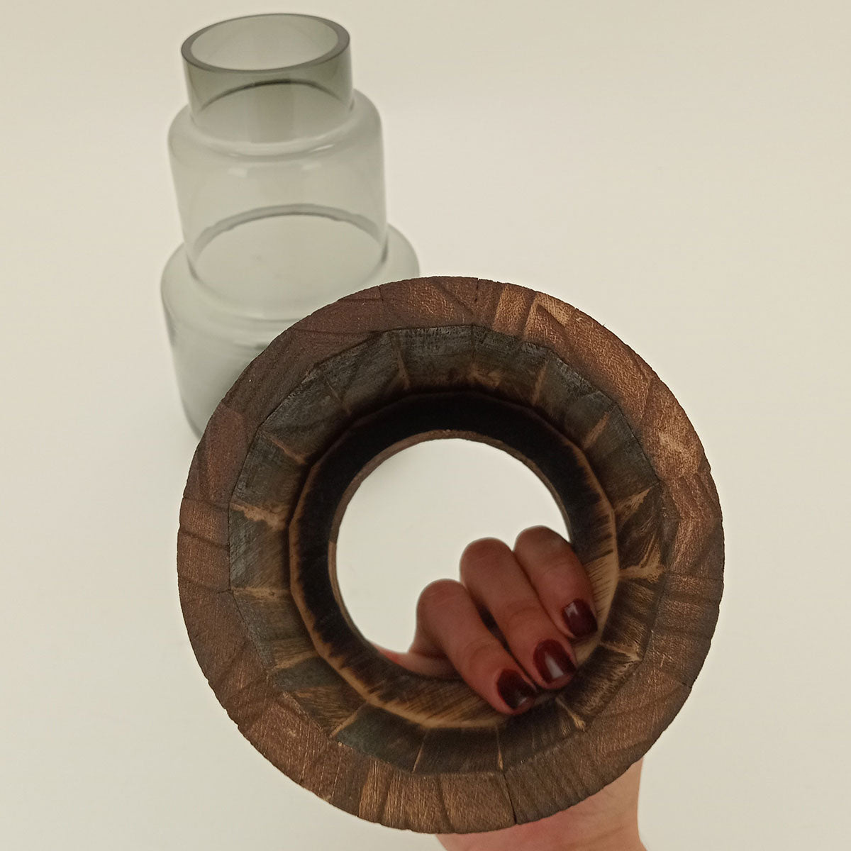 Vaso Vidro 24x10x10cm Cinza