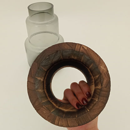 Vaso Vidro 24x10x10cm Cinza