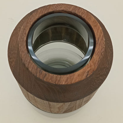 Vaso Vidro 24x10x10cm Cinza