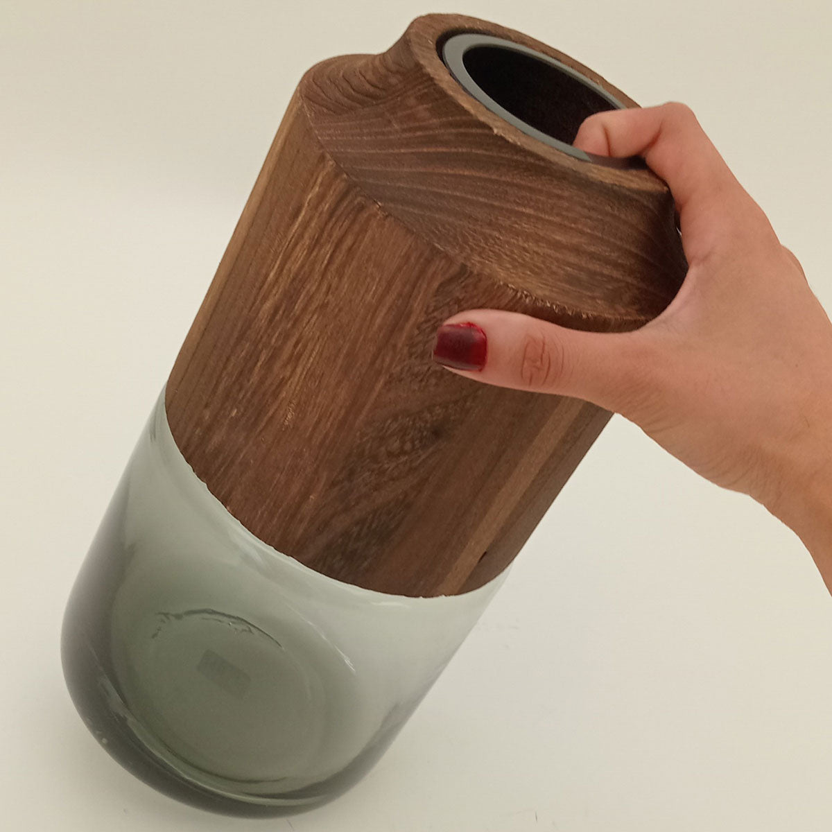 Vaso Vidro 30x10x10cm Cinza