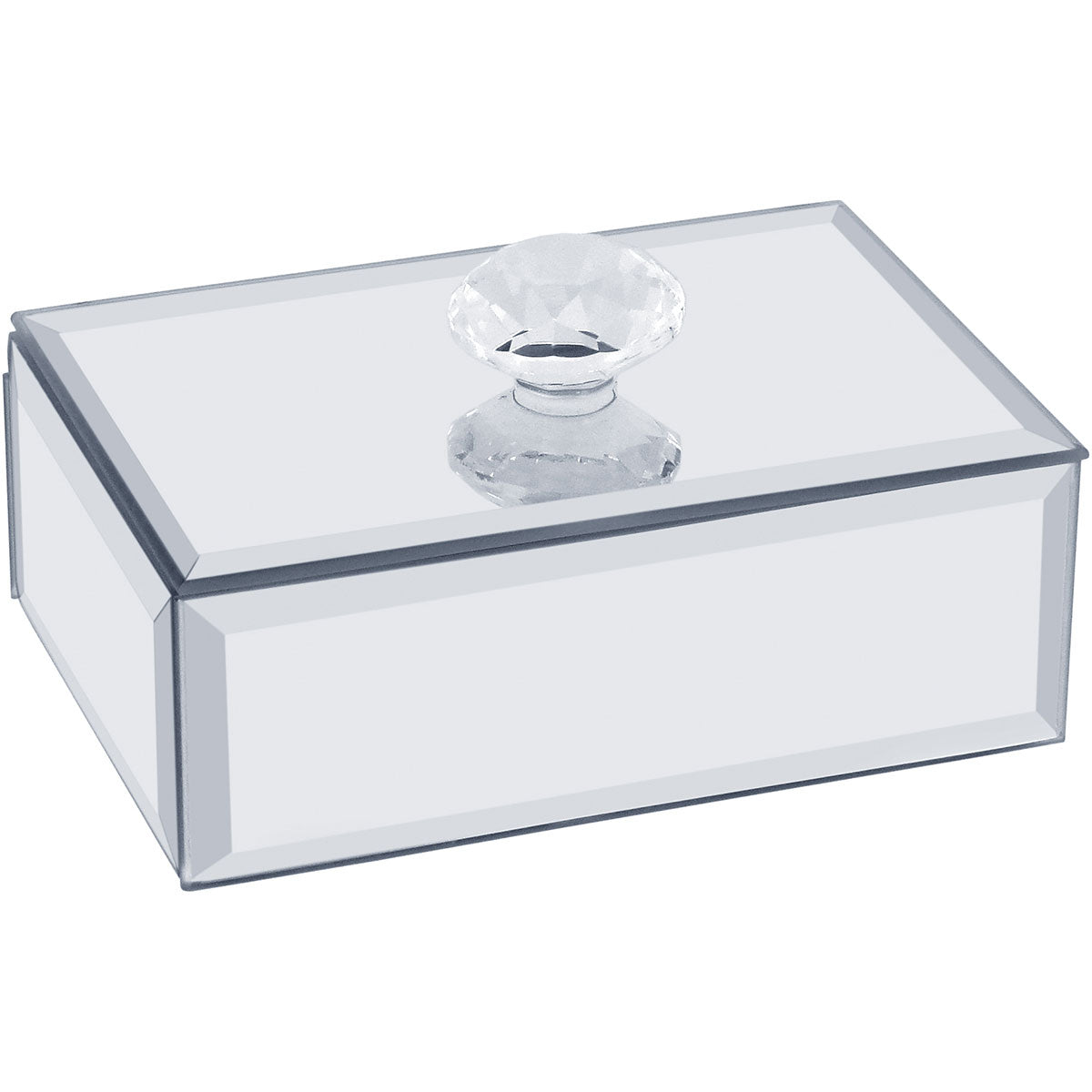 Porta Joias Espelhado MDF Branco 10x6,5x4cm com Compartimentos