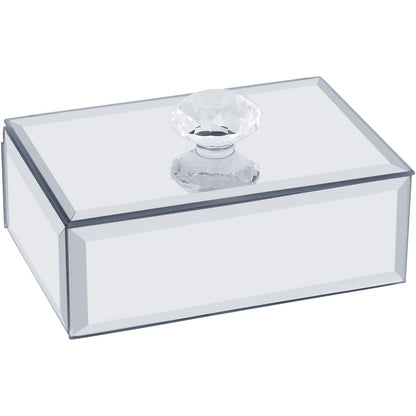 Porta Joias Espelhado MDF Branco 10x6,5x4cm com Compartimentos