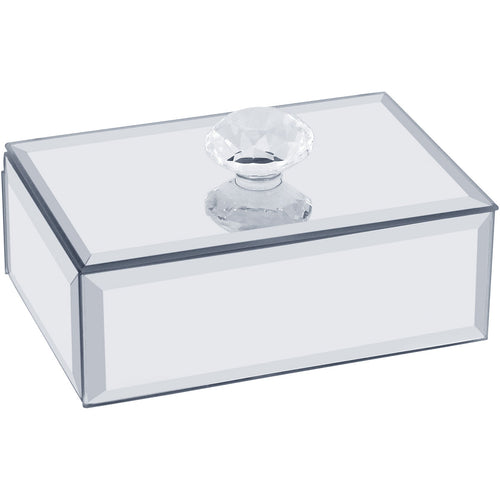 Porta Joias Espelhado MDF Branco 10x6,5x4cm com Compartimentos