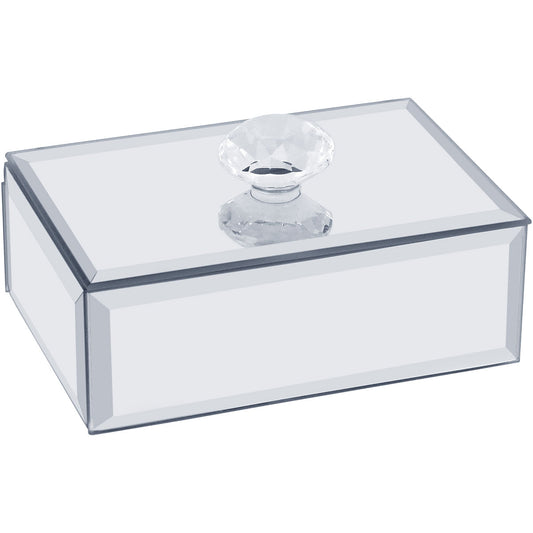 Porta Joias Espelhado MDF Branco 10x6,5x4cm com Compartimentos