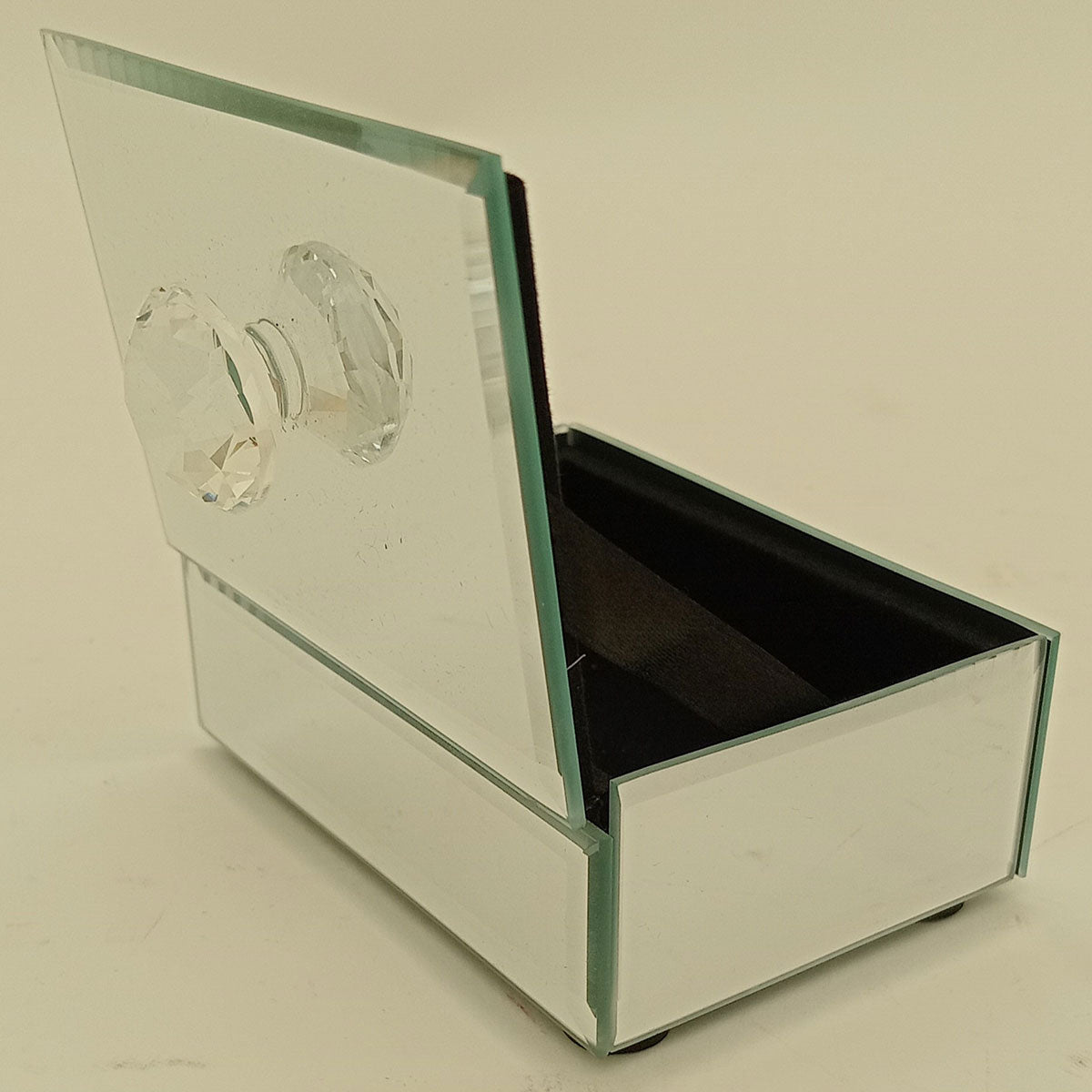 Porta Joias Espelhado MDF Branco 10x6,5x4cm com Compartimentos