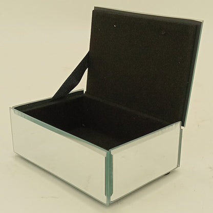 Porta Joias Espelhado MDF Branco 10x6,5x4cm com Compartimentos