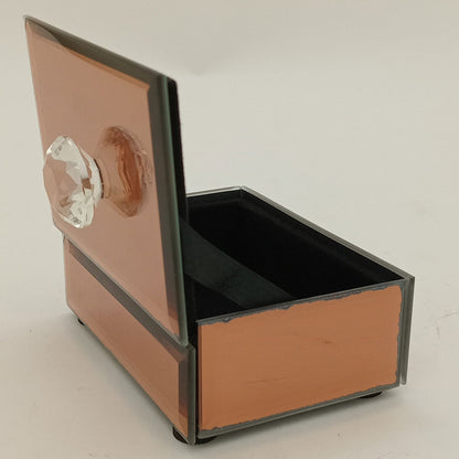 Porta Joias Espelhado MDF Bronze 3x6x10cm com Compartimentos