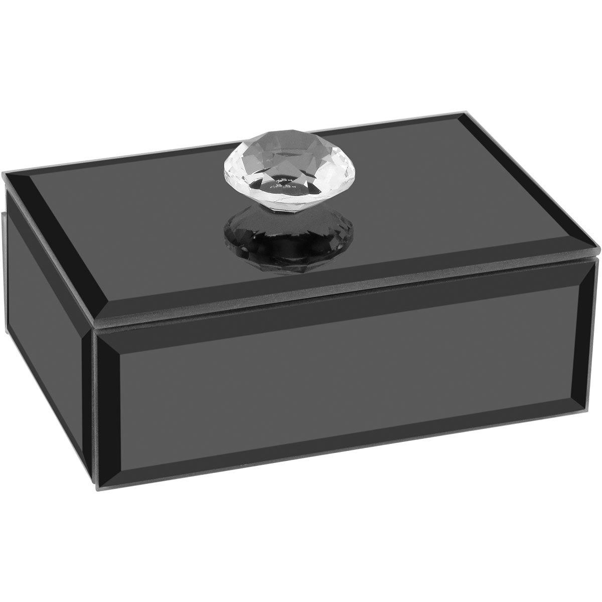 Porta Joias Espelhado MDF Preto 10x7x4cm Compartimentos Organizadores