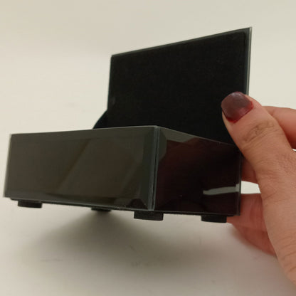 Porta Joias Espelhado MDF Preto 10x7x4cm Compartimentos Organizadores