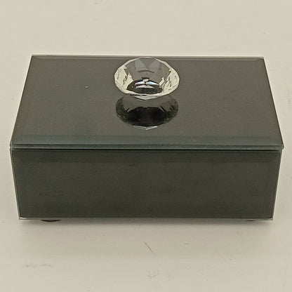 Porta Joias Espelhado MDF Preto 10x7x4cm Compartimentos Organizadores