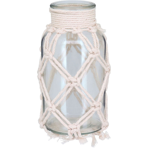 Vaso Trama Algodão Vidro 16x9x9cm Transparente