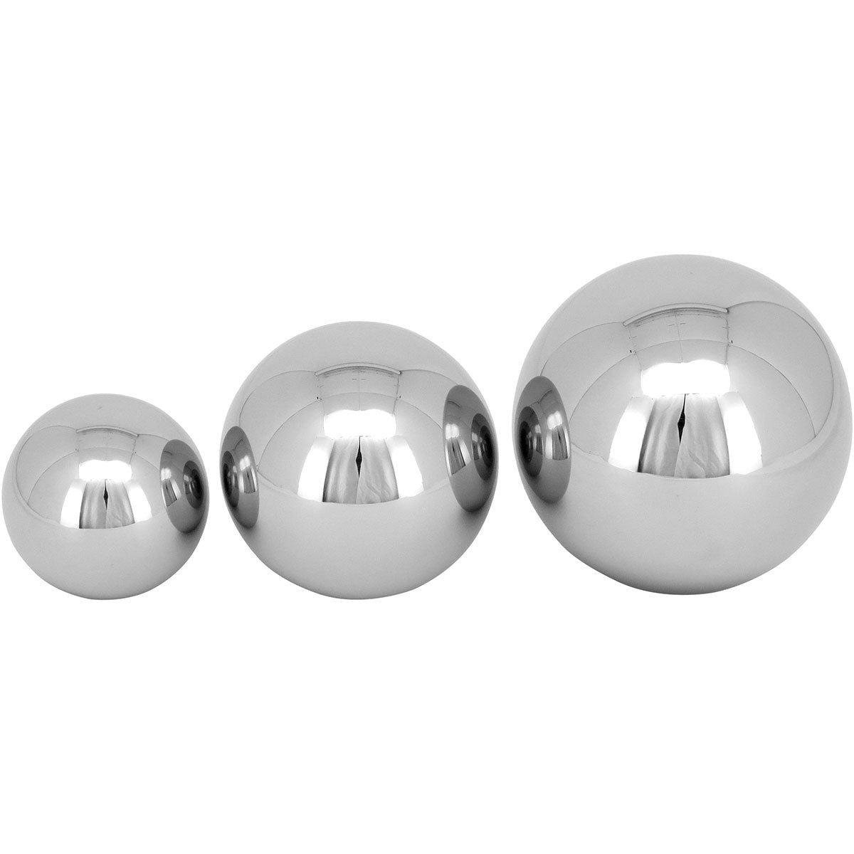 Conjunto de Esferas Decorativas em Vidro Cinza - 3 Tamanhos