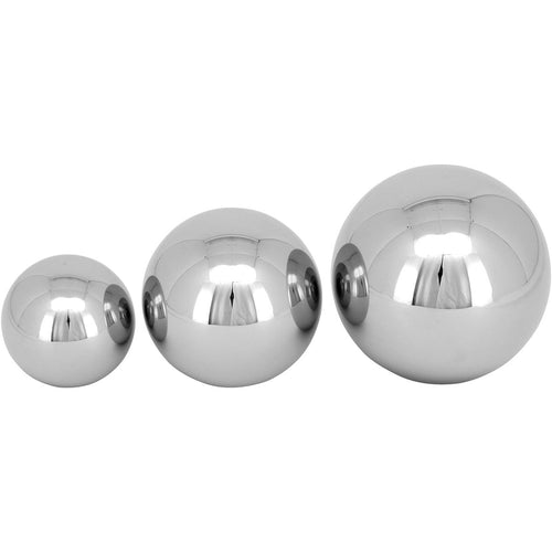 Conjunto de Esferas Decorativas em Vidro Cinza - 3 Tamanhos