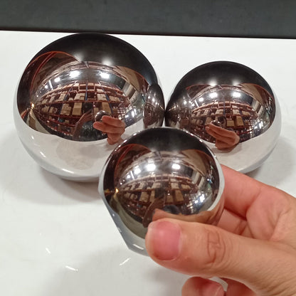 Conjunto de Esferas Decorativas em Vidro Cinza - 3 Tamanhos