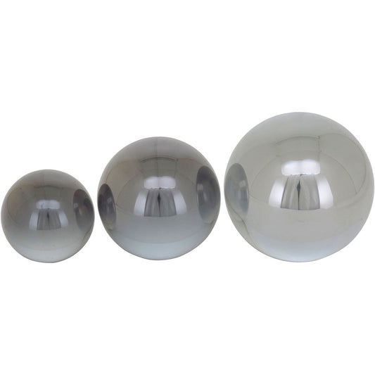 Conjunto de Esferas Decorativas em Vidro 3 Peças - Alta Qualidade