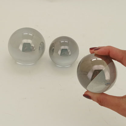 Conjunto de Esferas Decorativas em Vidro 3 Peças - Alta Qualidade