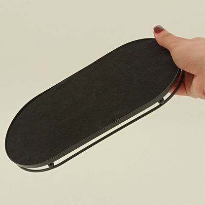 Bandeja Espelhada Metal Preto 27x14x2cm para Servir Bebidas e Petiscos