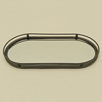 Bandeja Espelhada Metal Preto 27x14x2cm para Servir Bebidas e Petiscos