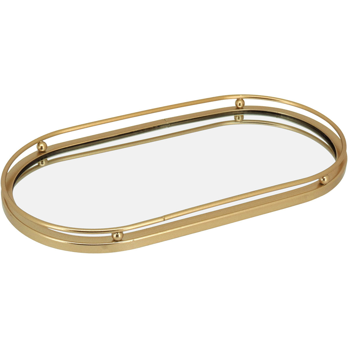 Bandeja Espelhada de Metal Dourada 27x14cm para Servir e Decorar