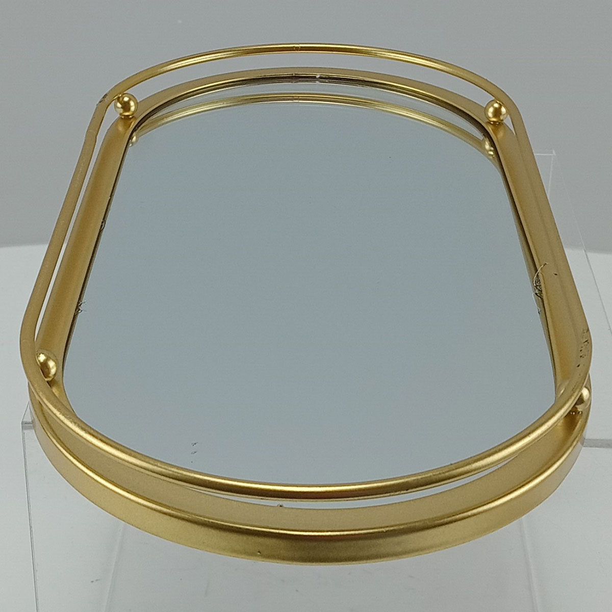 Bandeja Espelhada de Metal Dourada 27x14cm para Servir e Decorar