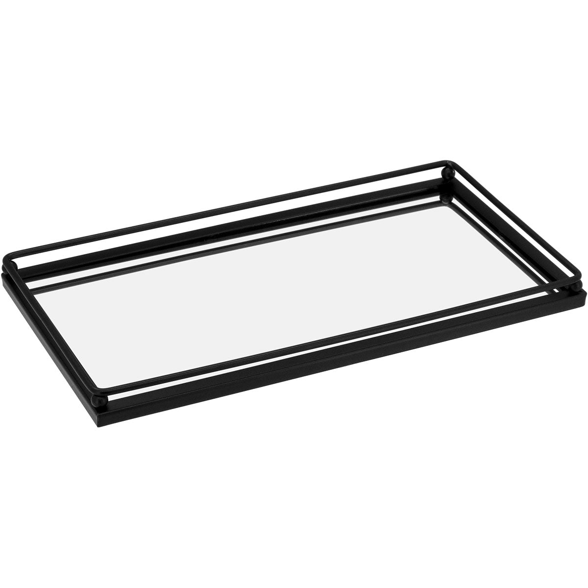 Bandeja Espelhada de Metal 27x14cm Preto - Elegância e Sofisticação