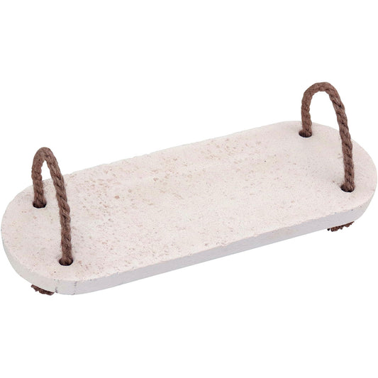 Bandeja Decorativa Fibra Mármore Branco 30x12cm com Alça