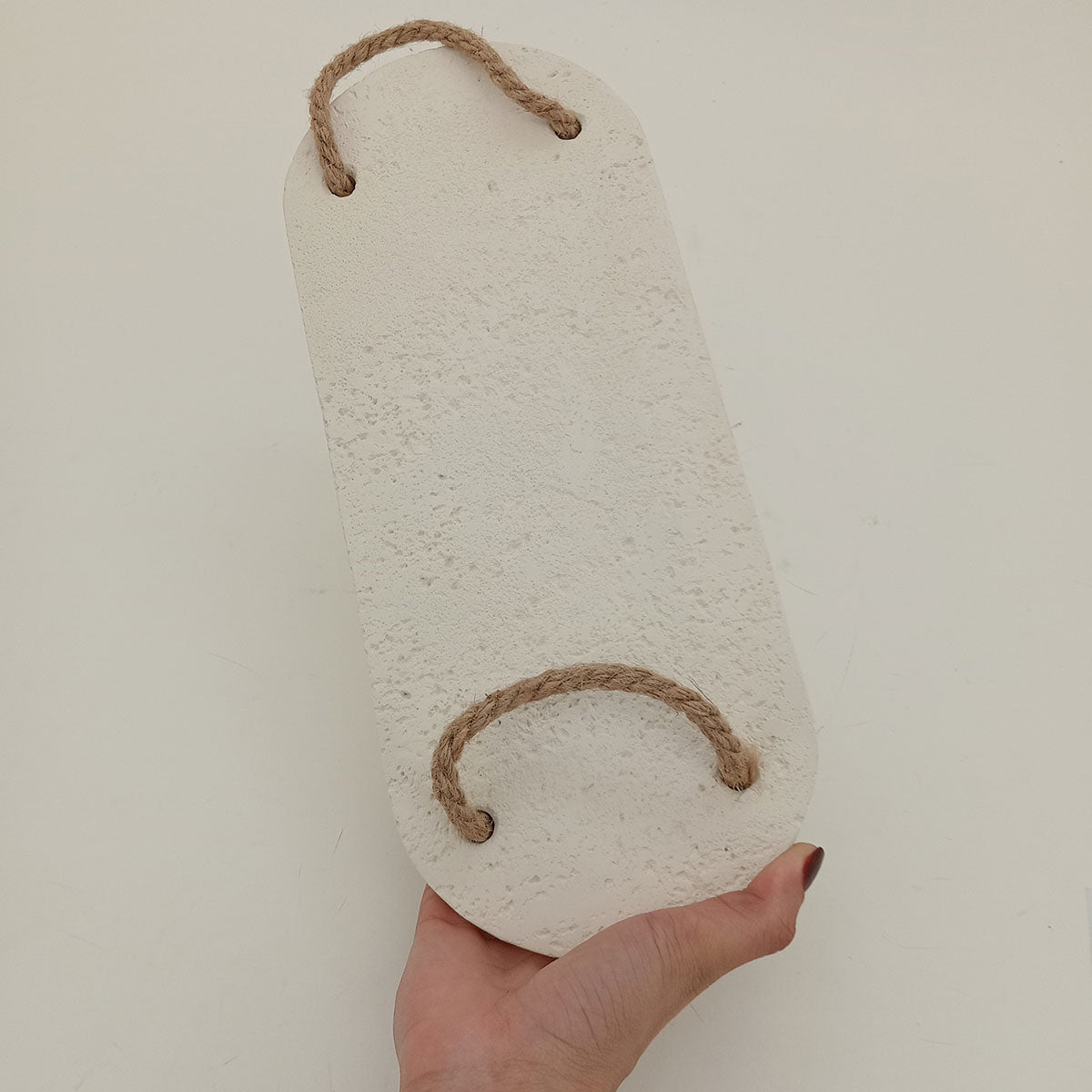 Bandeja Decorativa Fibra Mármore Branco 30x12cm com Alça