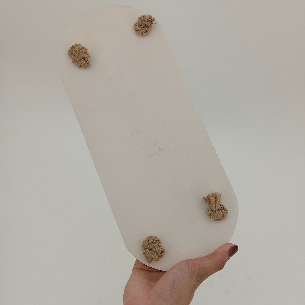 Bandeja Decorativa Fibra Mármore Branco 30x12cm com Alça