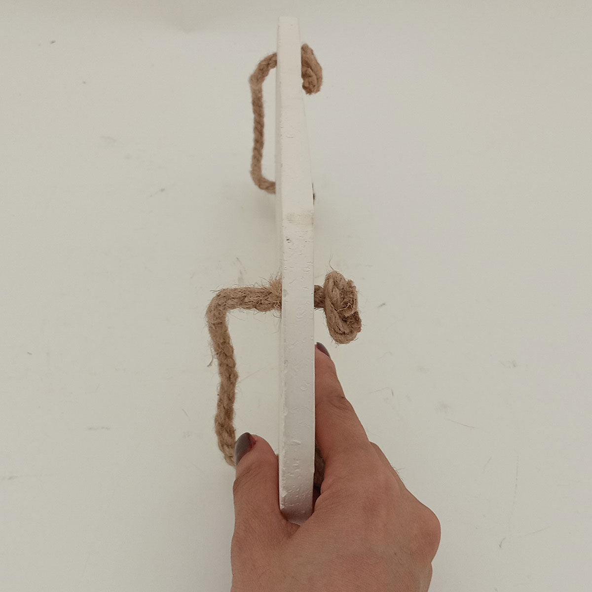 Bandeja Decorativa Fibra Mármore Branco 30x12cm com Alça