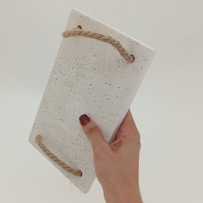 Bandeja de Mármore com Alça Branca 1x14x24cm - Fibra Durável