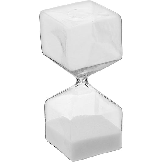 Ampulheta de Areia Branca em Vidro Transparente 14,5cm Decorativa