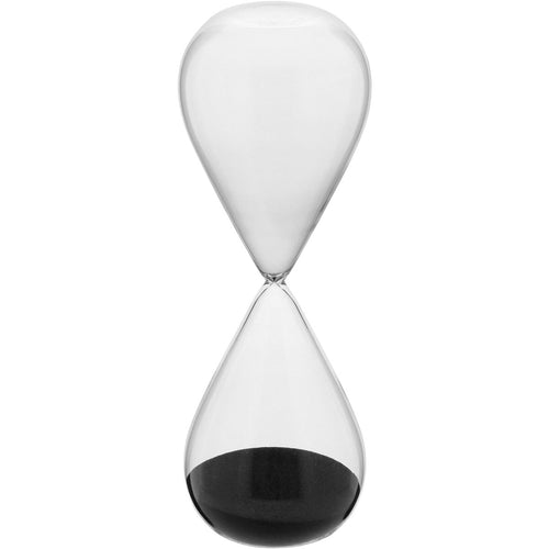 Ampulheta de Areia Preta em Vidro 29,5cm para Decoração Elegante