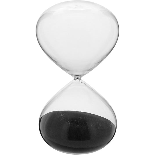Ampulheta de Areia Preta em Vidro 28x16cm Transparente - Decoração Elegante