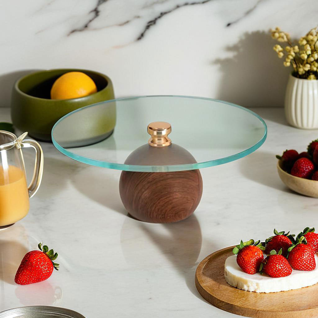 Prato para Doces em Vidro Transparente com Pé 13x35cm Elegante