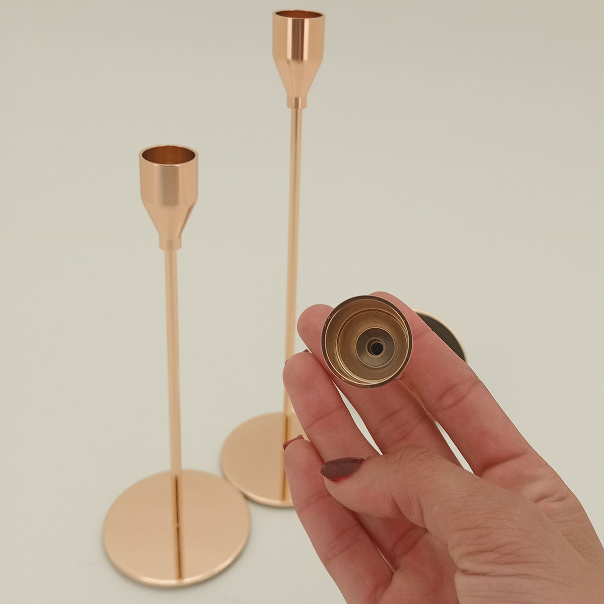 Castiçal Metal Dourado Elegante JG 3 Peças - Tamanhos G, M e P