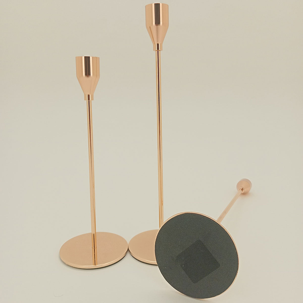 Castiçal Metal Dourado Elegante JG 3 Peças - Tamanhos G, M e P