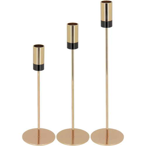 Conjunto de Castiçais Metálicos Dourados - 3 Peças para Decoração