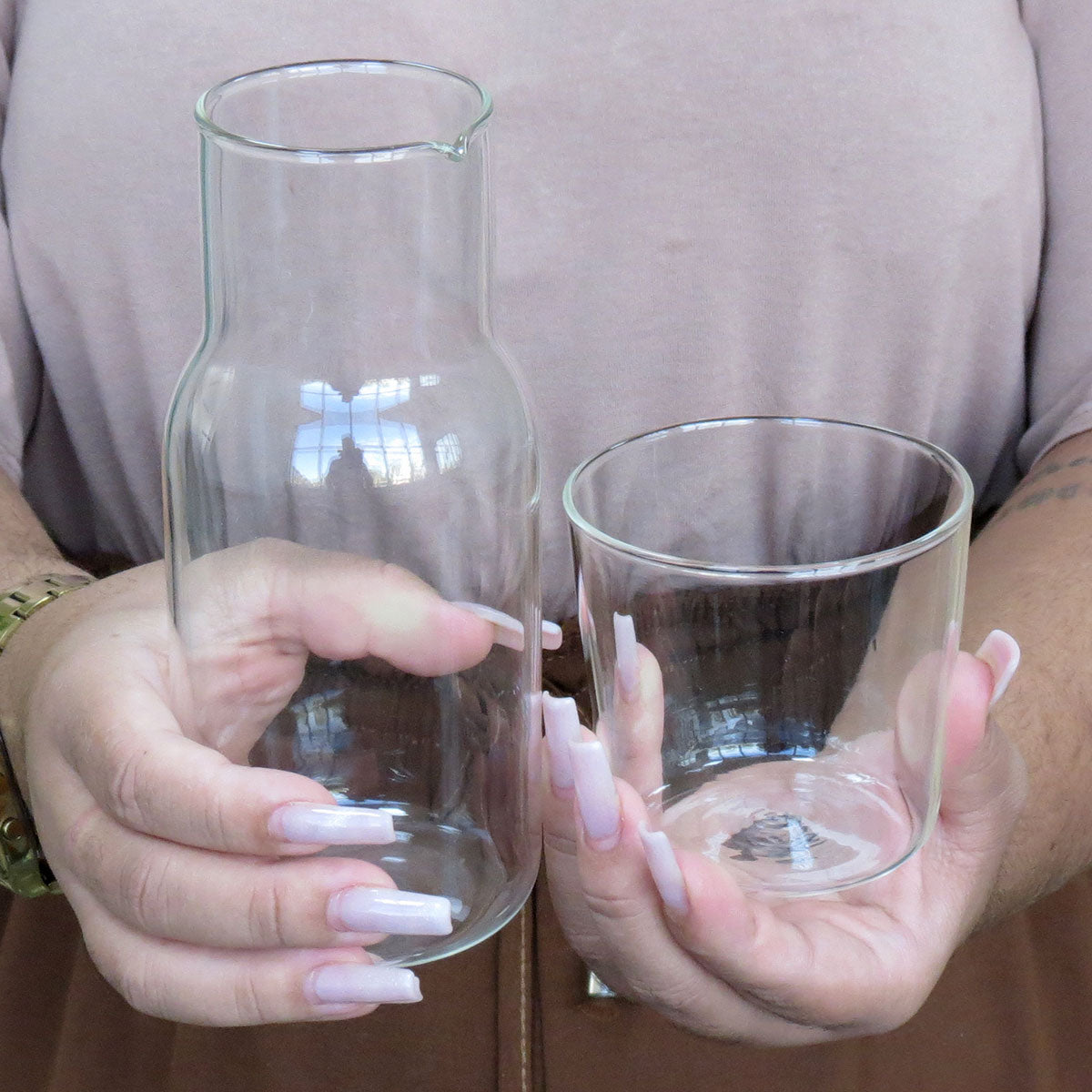 Moringa de Vidro Borossilicato 500ml Transparente com Bico Sem Gotejamento