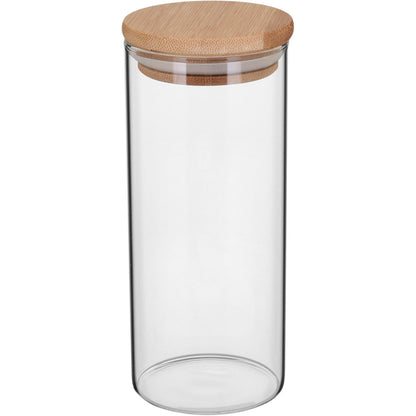 Pote de Vidro Borossilicato com Tampa de Bambu 400ml Transparente 15x6cm
