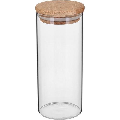 Pote de Vidro Borossilicato com Tampa de Bambu 400ml Transparente 15x6cm