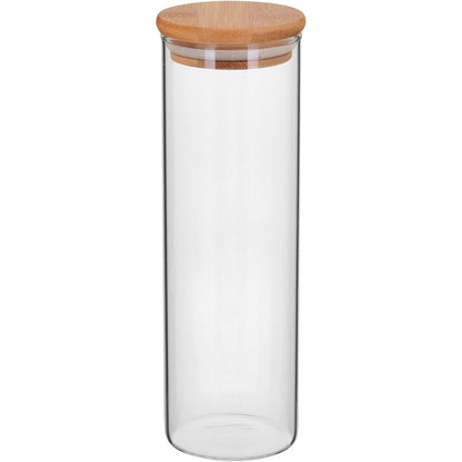 Pote de Vidro Borossilicato 550ml com Tampa de Bambu Transparente