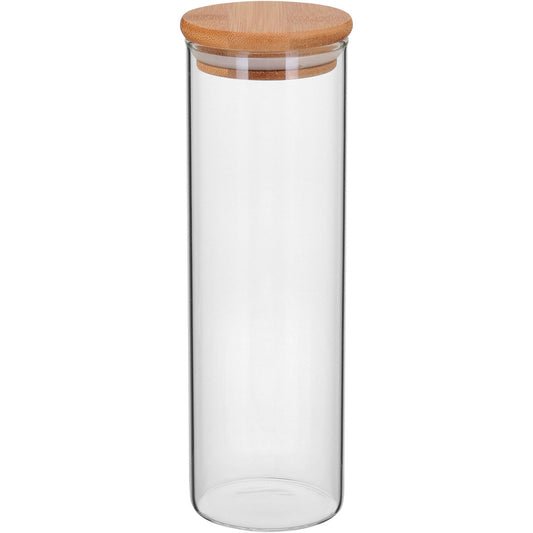 Pote de Vidro Borossilicato 550ml com Tampa de Bambu Transparente