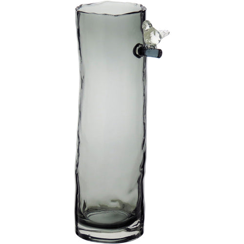 Vaso Vidro 32x9x13cm Cinza