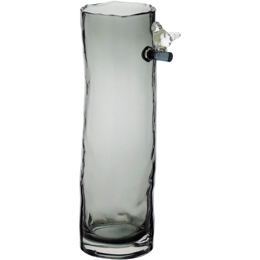 Vaso Vidro 32x9x13cm Cinza