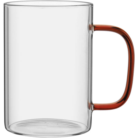 Caneca de Vidro Borossilicato 300ml Transparente com Alça Confortável