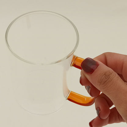 Caneca de Vidro Borossilicato 300ml Transparente com Alça Confortável