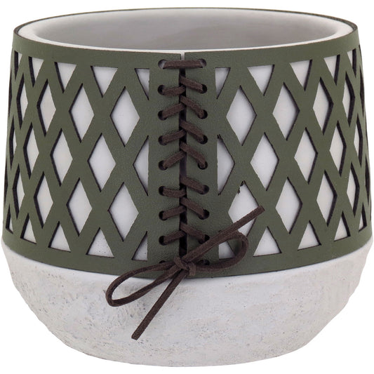 Vaso de Cimento Verde 18x14cm para Decoração de Flores e Folhagens